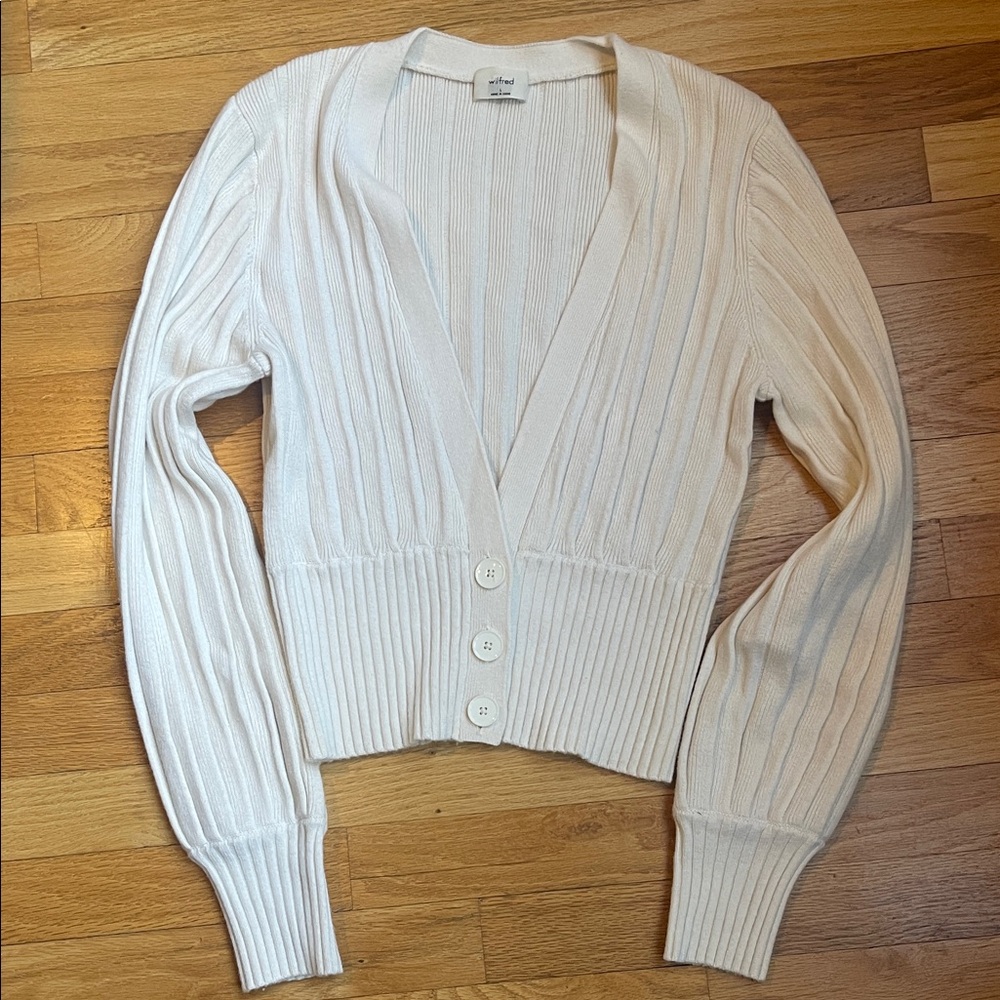 ARITZIA / Wilfred Cream Ribbed Cardigan